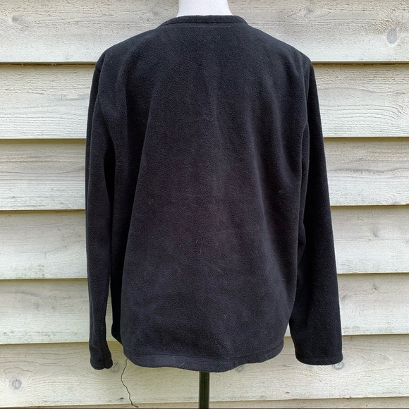 Vintage Black Fleece Polar Bear Appliqué Long Sleeve Button Up Cardigan Sweater - Picture 15 of 16